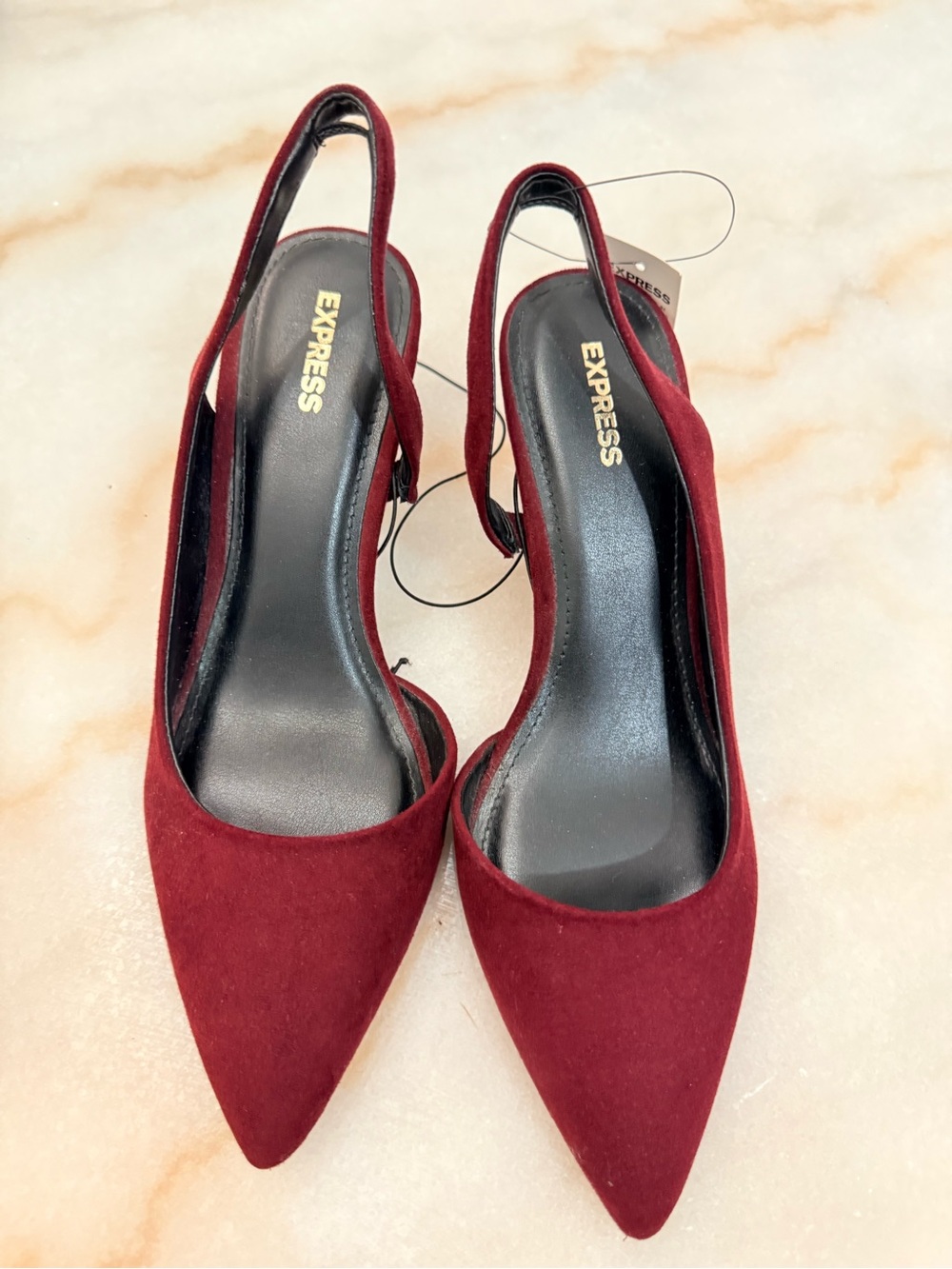 Express Burgundy Pointed Toe Slingback Pumps